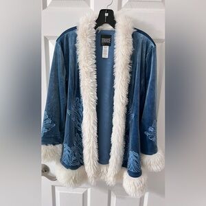 Elegant Blue and White Kids Cape with Embroidery